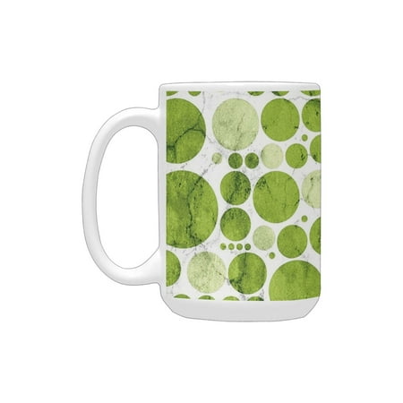 

Polka Dots Home Decor Collection Nature Inspired Large Polka Dots Spirals Stripes Decorative Artful Ceramic Mug (15 OZ) (Made In USA)