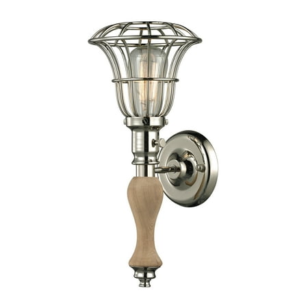 - Elk Lighting Spun Wood Collection 1 Light Sconce In Polished Nickel - 14221/1