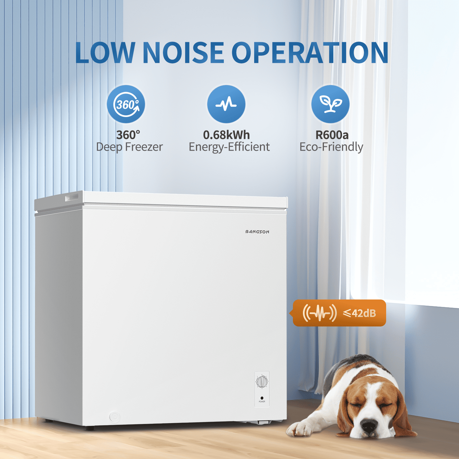 BANGSON 7.1 Cu.Ft Chest Freezer,Deep Freezer with Adjustable Thermostat, Quiet Operation for Home/Garage/Apartment,White