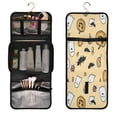 thumbnail image 5 of 3-Piece Travel Toiletry Set with Hanging Bag Cosmetic Pouch & Brush Roll for Travel Gym Camping Halloween-themed Simple Line Art, 5 of 9