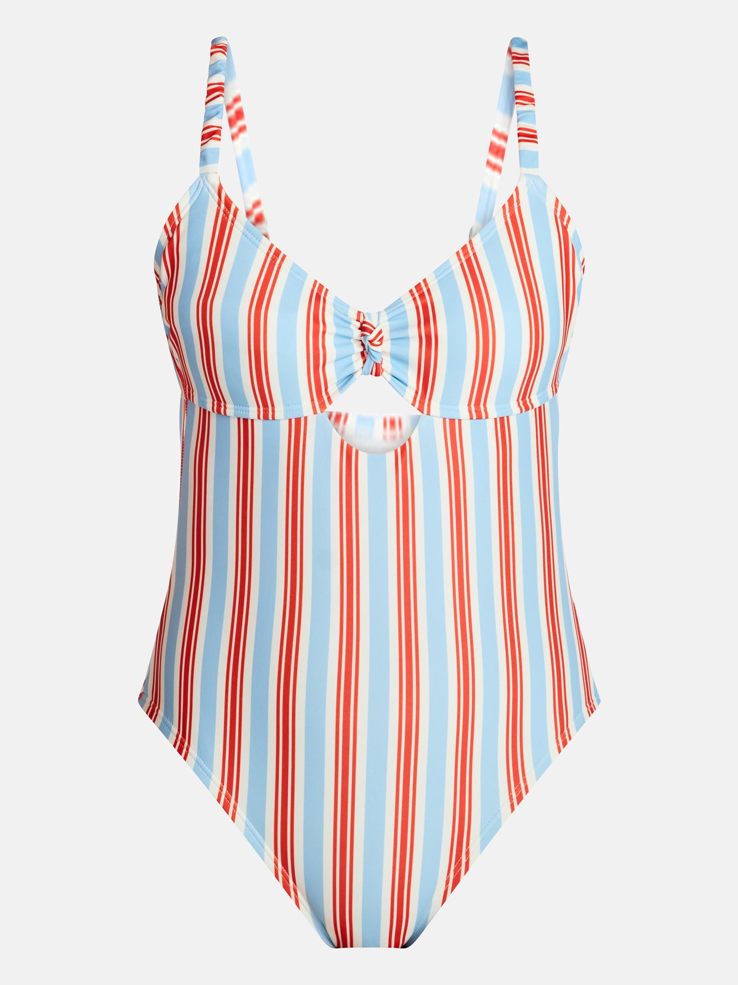 Time and Tru Women's and Women's Plus Knot Front and Keyhole One Piece Swimsuit, Sizes XS-3X