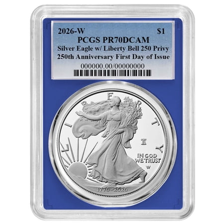 2026-W Proof $1 American Silver Eagle PCGS PR70DCAM FDOI Blue Label Blue Frame