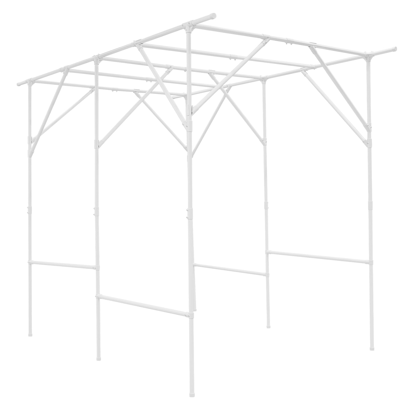 White Steel Tube 2x1.5x2m Courtyard Climbing Frame Stabilized Grape Trellis Plant Support Gardening Support