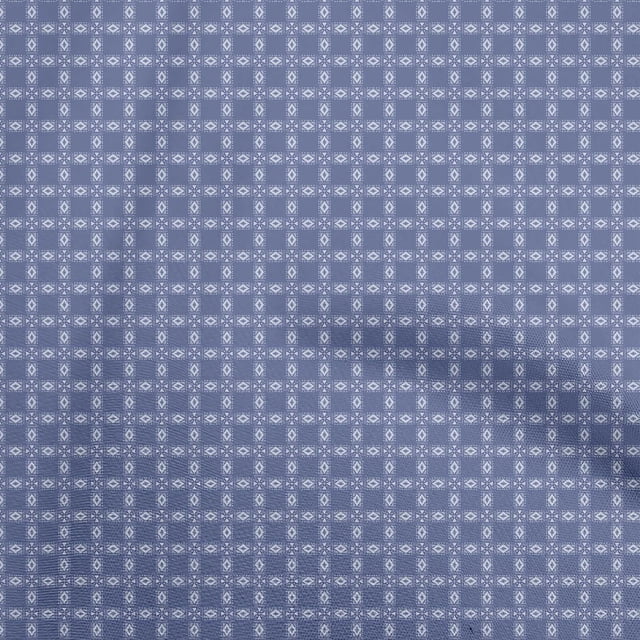 oneOone Velvet Medium Blue Fabric Geometric Craft Projects Decor Fabric Printed By The Yard 58 Inch Wide
