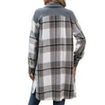 thumbnail image 3 of Plaid Shacket Jacket Women Button Down Long Flannel Jacket Fall Fashion Winter Coat Loose Fit Tartan Trench Coat, 3 of 4