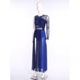 thumbnail image 4 of Raenseen Lyrical Dance Dress for Women Color Block Lyrical Dance Maxi Dress Modern Contemporary Dancewear Navy Blue&Blue L, 4 of 7