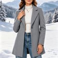 thumbnail image 6 of Women Coat Winter Casual Long Sleeve Solid Color Button Front Lapel Coat with Pockets Soft Loose Fit Cozy Outerwear for Office Wear, 6 of 6