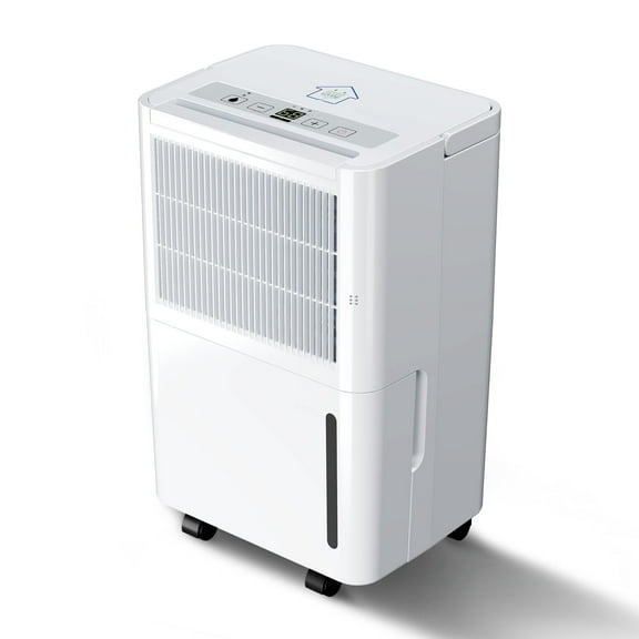 MF Studio 8 Pints Dehumidifier for Basement, Cover Up to 2500 Sq. Ft Home Space with Drain Hose, 0.58 Gal Water Tank, Overflow Protection, Auto Defrost & Drain, White