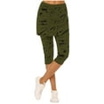 thumbnail image 2 of UVEASISHA Womens Print Skirted Leggings Capris Yoga Gym Pants with Skirt High Waisted Stretch Workout Tights Army Green M, 2 of 7