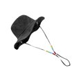 thumbnail image 4 of Elegante sombrero de pesca de ala ancha con protección solar de secado rápido para mujer en color negro y detalle de cuentas de colores, 4 of 8