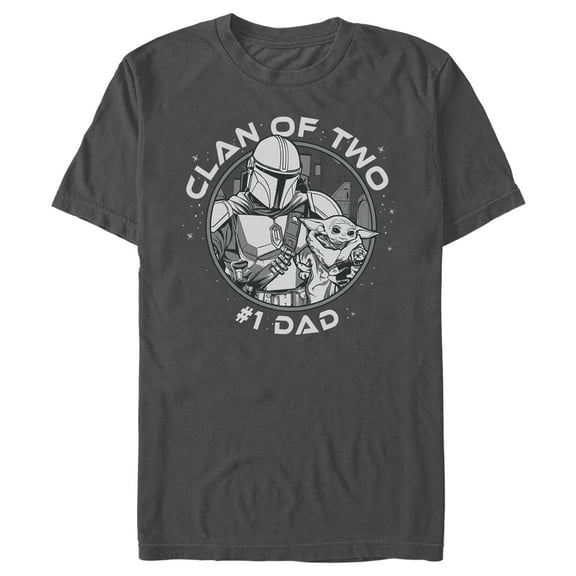 Men's Star Wars: The Mandalorian Father's Day Grogu and Mando Clan of Two  Graphic Tee Charcoal 2X Large