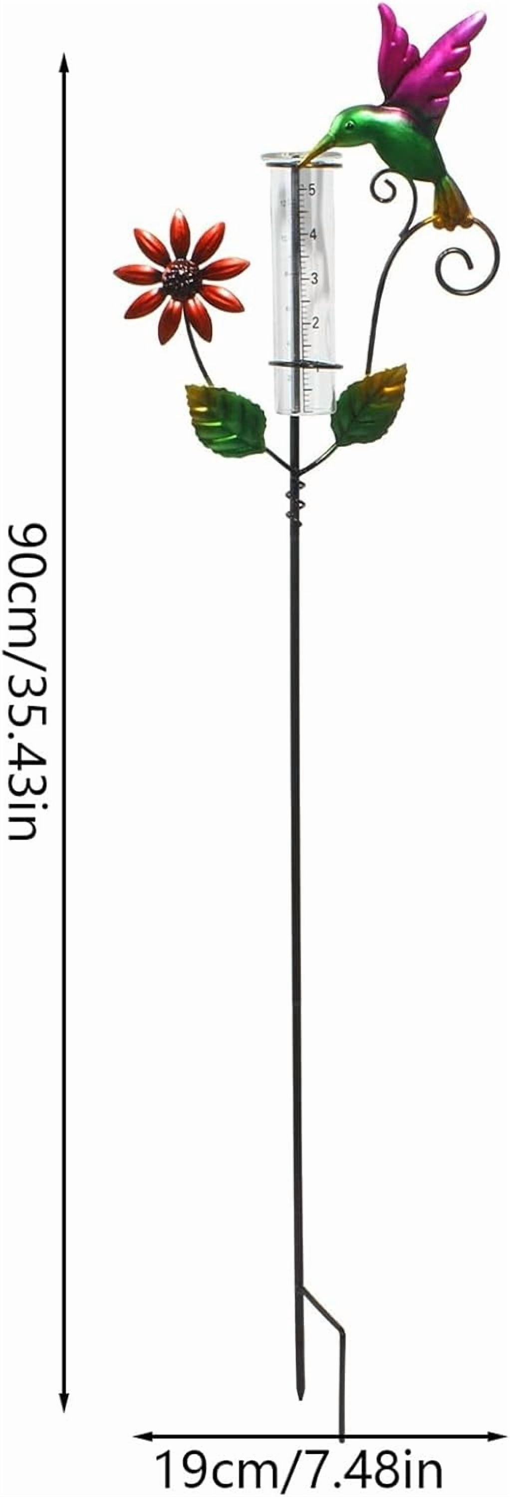 Hummingbird Rain Gauge 35.4in Metal Waterproof for Yard Lawn PatioBlue
