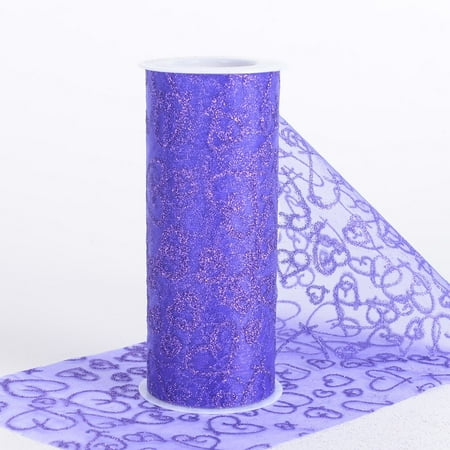 - BBCarfts 6 inch Glitter Hearts Organza Roll - ( W: 6 inch | L: 10 Yards ) (Purple), Ship in 1 Business Day. By Generic