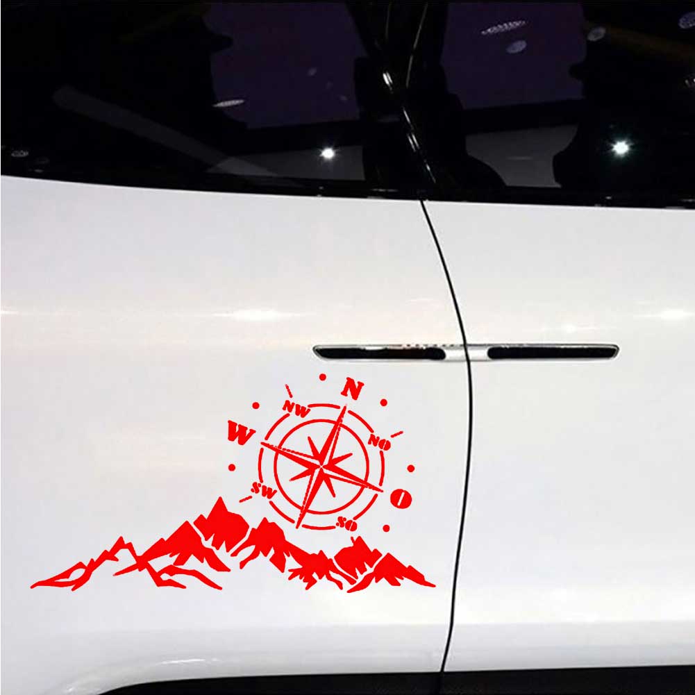 Walbest Car Decals Compass with Mountain Stickers Waterproof Vinyl Hood Decal/Car Window Stickers/Auto Graphics Body Side 1 PCS Car Stickers for Wrangler SUV Decoration (White) - image 3 of 6