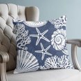 thumbnail image 4 of Pillow Covers 16x16 Set of 2, Navy Blue Starfish Coastal Throw Pillow Covers Decorative Couch Cushion Cover, Summer Coral Shell Beach Nautical Microfiber Soft Pillowcases for Bedroom Living Room Sofa, 4 of 9