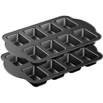 2 Pack Non-Stick Mini Loaf Pan, Carbon Steel Baking Bread Pan, 8-Cavity