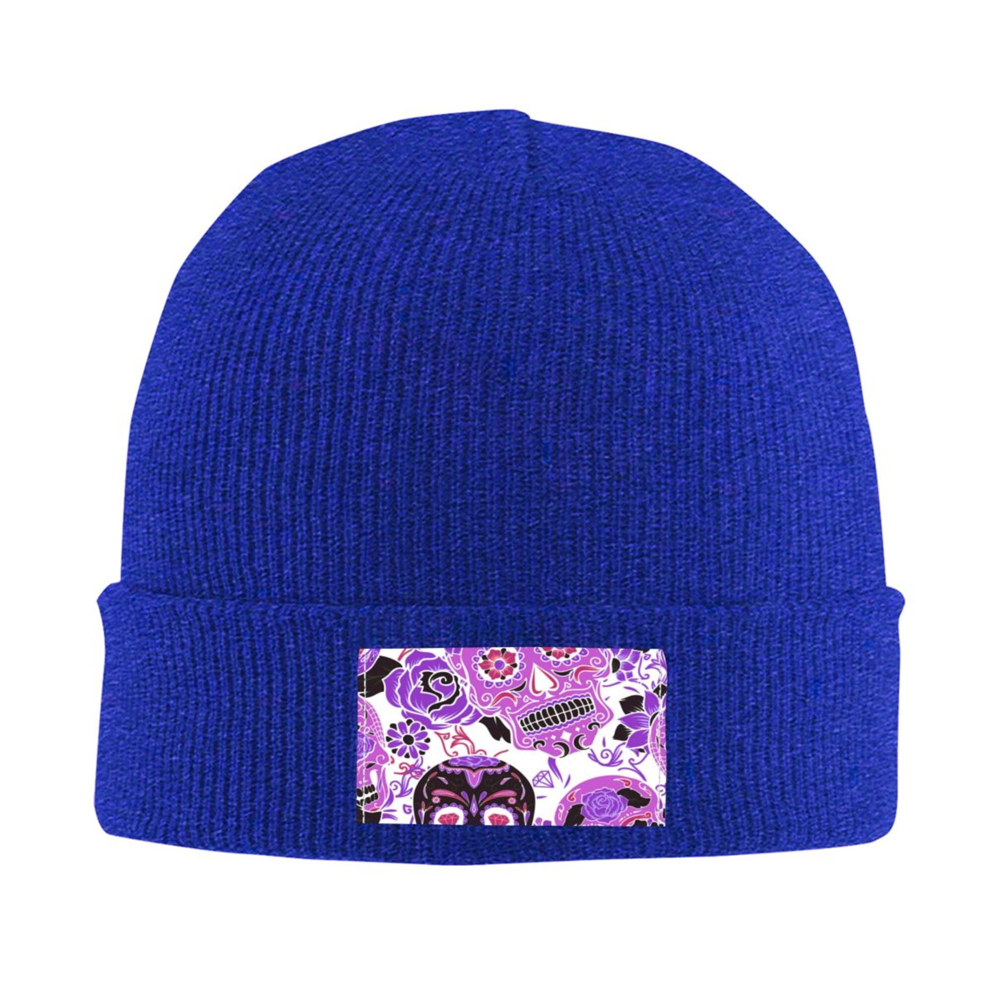 ZICANCN Gothic Purple Skeleton Skull Knit Beanie Hat, Winter Cap