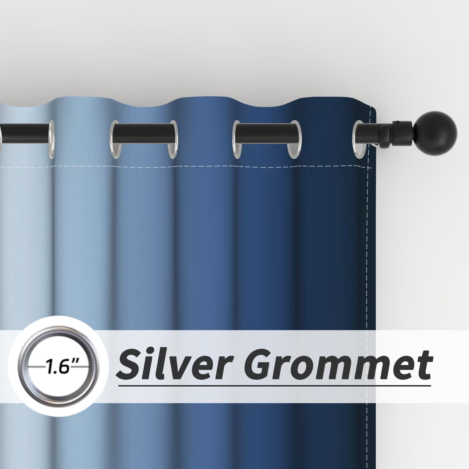 LFEEY Navy Blue and Greyish White Ombre Curtains, Room Light Blocking Curtains , 42x108inch, 2 Panel