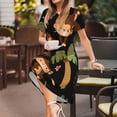 thumbnail image 3 of Easygdp Monkeys Swinging from Palms para Vestido Transpirable de Mujer, Vestido Suelto de Manga Corta con Pliegues y Bolsillos para el Verano, 3 of 6