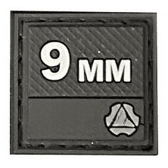 9mm Hook Patch, 1.0 inch Size, Black (White Text)