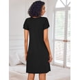 thumbnail image 5 of Ekouaer Nightgowns for Women Short Sleeve Sleep Shirts Pleated Night Dress V Neck Night Shirts Soft House Dress, 5 of 6