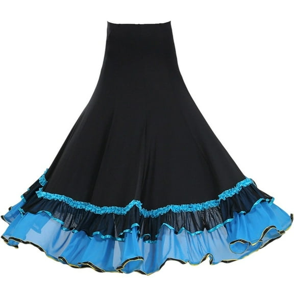 Classic Spanish Skirts Big Swing Skirts Ruffles Performance Skirt Ballroom Practice Skirt Belly Dancing Skirt for Women Girls