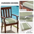 thumbnail image 3 of Outdoor Patio Cushion Covers 2 Pack Sage Green Striped Patio Chair Cushion Covers with Ties and Zipper Classic Farmhouse Stripes Waterproof Outdoor Seat Cushion Covers for Patio Furniture 20"x18", 3 of 9