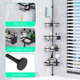thumbnail image 5 of 4-Tier Corner Shower Caddy Tension Pole, Rustproof Bathroom Organizer Shelves with Towel Bar & Hooks, No Drilling Adjustable Height Shower Storage Rack for Bathtub, Toilet, Kitchen, 5 of 7