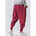 thumbnail image 2 of XINQIHANG Men Linen Drop Crotch Wide Leg Baggy Harem Pants, 2 of 6