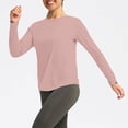 thumbnail image 4 of Craaazy Chandails de Protection à Manches Longues pour Femmes Sun Coupe Régulière Couleur Unie Col Ras du Cou Hauts Athlétiques Décontractés avec Trous pour les Pouces pour l'Extérieur et le Quotidien, 4 of 9