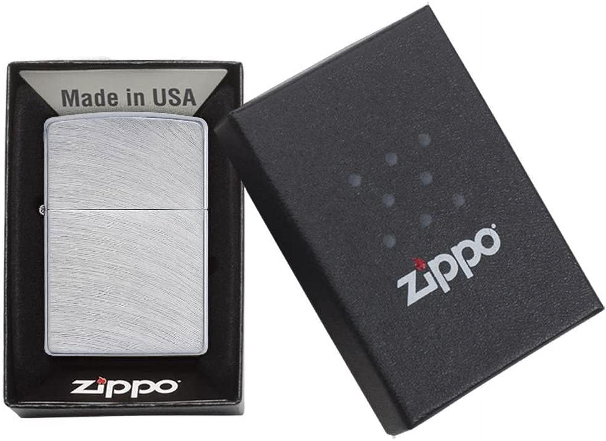 Zippo Lighter - Personalized Chrome Windproof Lighter Custom Message Engrave (Brushed Chrome Arch) #24647