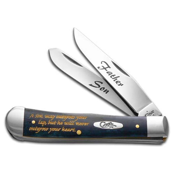 Case XX Knives Father-Son Mediterranean Blue Bone Trapper Stainless Pocket Knife