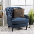 thumbnail image 2 of GDF Studio Ishtar Contemporary Tufted Club Chair with Nailhead Trim, Dark Blue Fabric and Dark Brown, 2 of 12