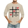 thumbnail image 2 of Jinhomg Mens Holiday Tops 2025 Trendy Valentine's Day Heart Print Shirts Big and Tall Comfy 3/4 Sleeve Crew Neck T-Shirts Male Dating Wear Beige M, 2 of 4