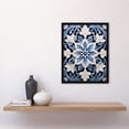 thumbnail image 4 of Blue Arabesque Flower Design Ornate Symmetrical Floral Pattern Art Print Framed Poster Wall Decor 12x16 inch, 4 of 5
