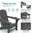thumbnail image 4 of KINGYES Folding Adjustable Adirondack Chair with Retractable Ottoman Set of 2 for Patio Garden, Grey, 4 of 8
