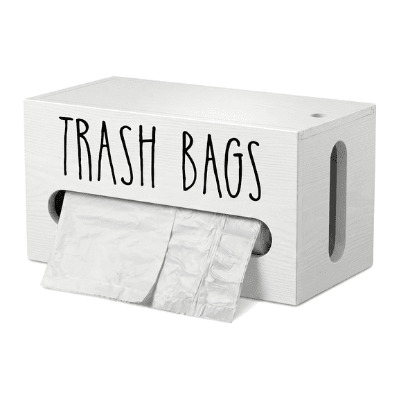 Wooden Trash Bag Dispenser and Storage Box – Eco-Friendly Large Capacity Trash Bag Holder for Kitchen Bathroom Cabinet Organization