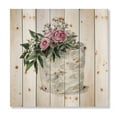 thumbnail image 3 of Designart 'White Flowers and Pink Roses On Cake' Traditional Print on Natural Pine Wood, 3 of 5