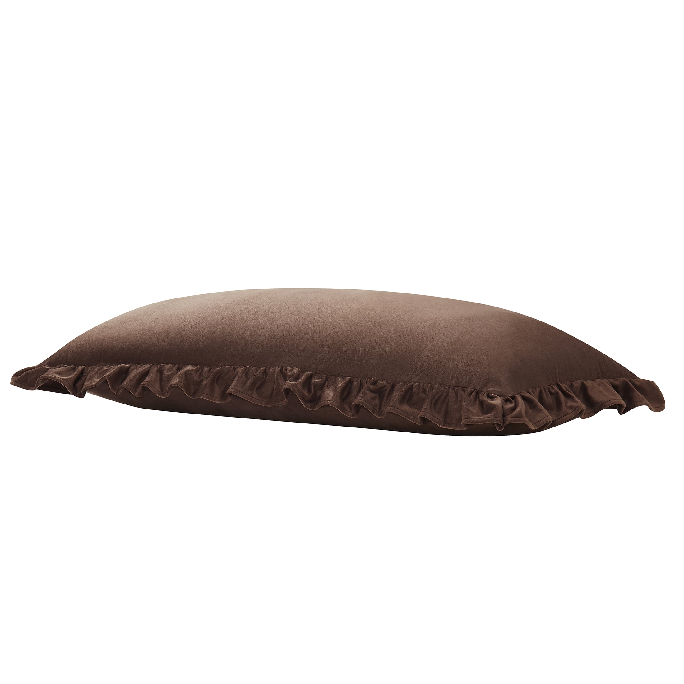 My Texas House 14" x 36" Brown Ruffle Oversized Lumbar Decorative Pillow