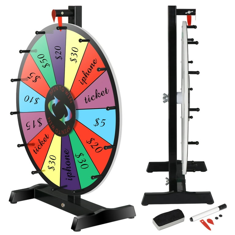Homgarden 24 inch Tabletop Color Spinning Prize Wheel 14 Slots Editable Classic Spin Win Prize Wheel Fortune Spin Game Casino Equipment