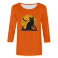 thumbnail image 4 of Raeneomay 3/4 Length Sleeve Womens Tops Women's Independence Day Round Neck T-Shirt Loose Top, 4 of 5