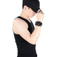 thumbnail image 4 of Classic Style Men Wide Bracelet Wristband PU Leather Buckles Ornament Black, 4 of 7