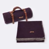 100% Wool Blanket, Warm, Thick, Washable, Large 62" x 86" - Great for Camping, Outdoors, Sporting Events, and Survival Kits Plum