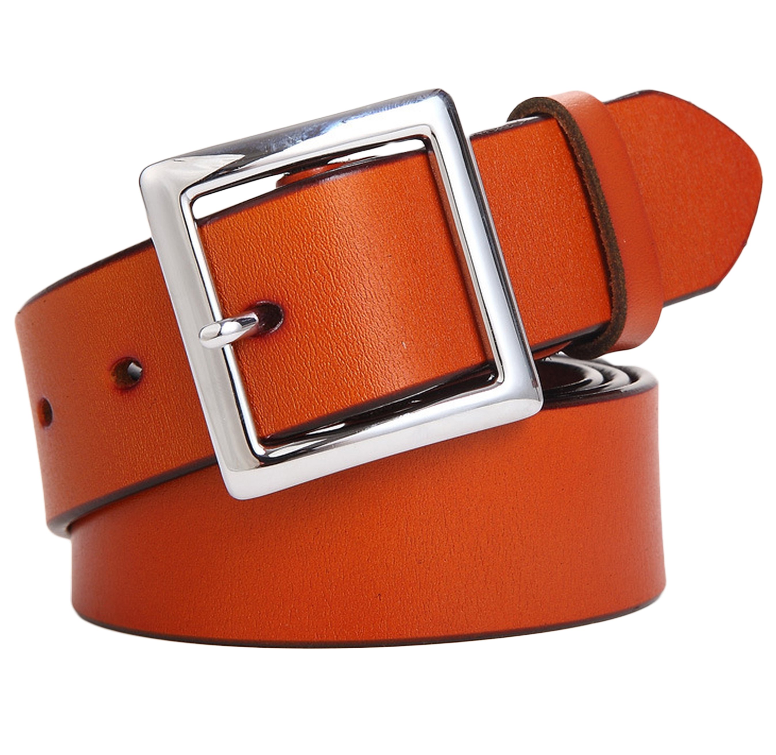 Women's Jean Belt Classic Square Silver Color Metal Buckle Handcrafted