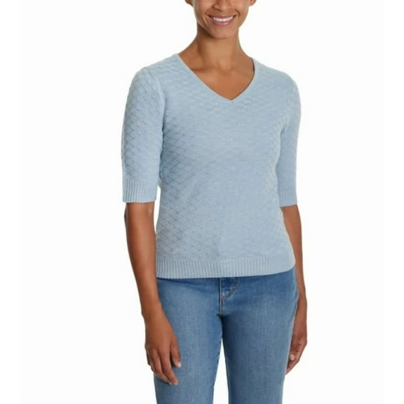 Ella Moss Women's Size XL (16-18) Elbow Sleeve Sweater, Light Blue