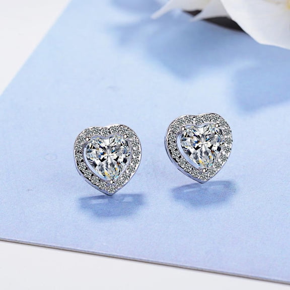 APIPEE 925 Sterling Silver Stud Earrings Birth Cubic Zircon Fashion Jewelry For Women