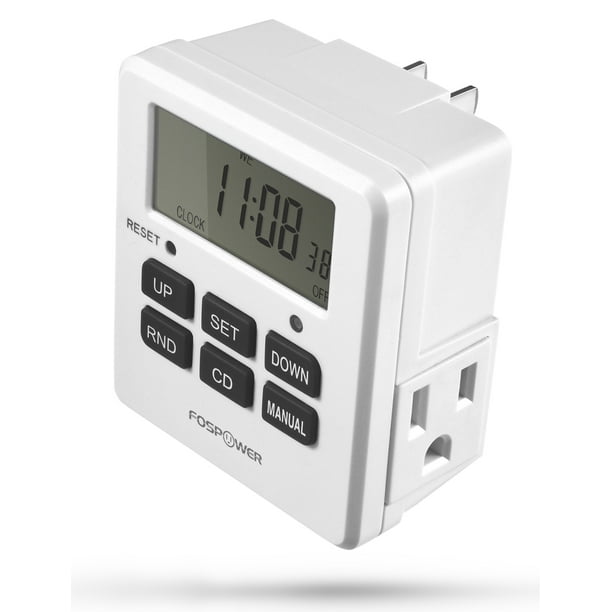 Digital Outlet Timer, FosPower [ETL Listed] Digital LCD Dual Outlet