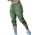 thumbnail image 2 of LADIGASU Man Solid-Color Casual Pocket Drawstring Sports Shorts Capris Pants, 2 of 5