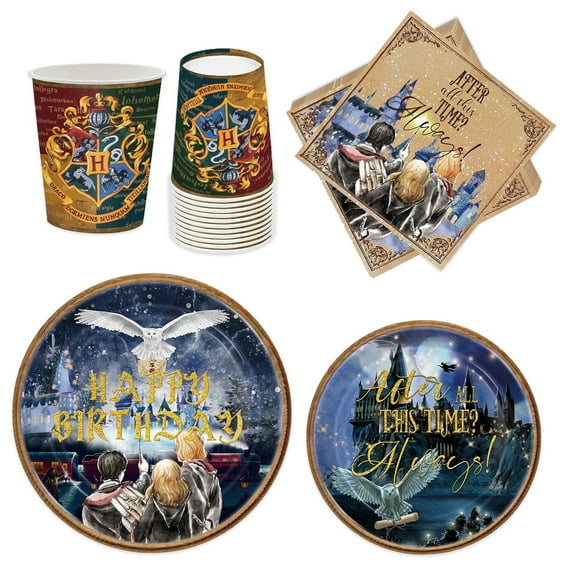 PIUMOJ Harry Wizard Castle Party Tableware Set for 20 Guests – 9" & 7" Plates, Cups, Napkins – Perfect for Magical Birthdays & Themed Events