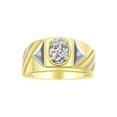 thumbnail image 1 of RYLOS Men's Rings 14K Yellow Gold Ring Classic Designer Style 8X6MM Oval Gemstone & Diamond Ring White Topaz Birthstone Rings For Men Size 12, 1 of 7